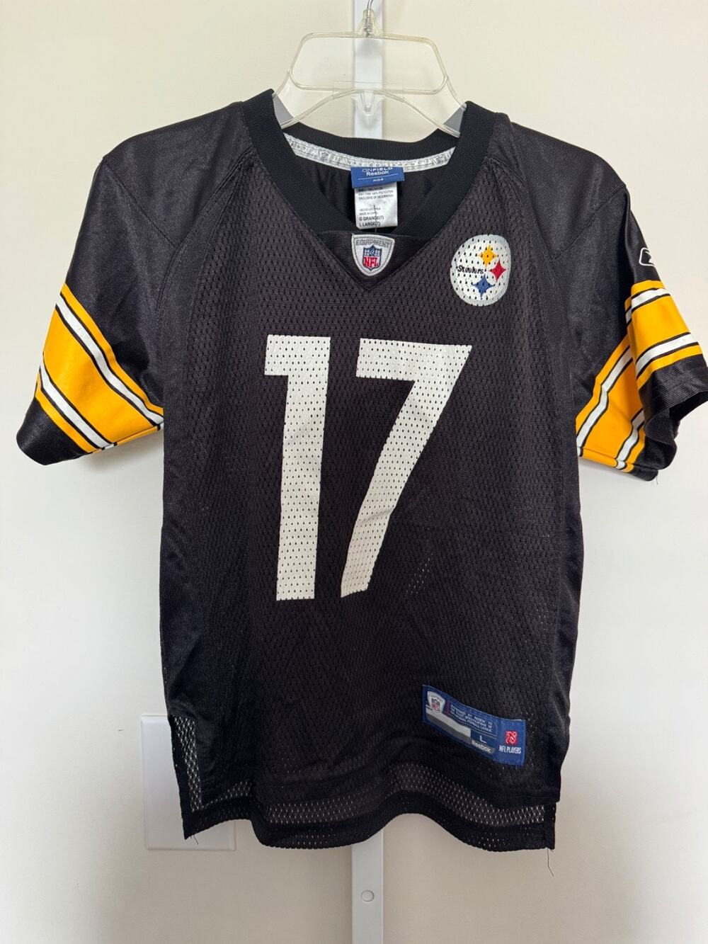NFL Reebok Official Pittsburgh Steelers Mike Wallace #17 Jersey Youth Size L S01